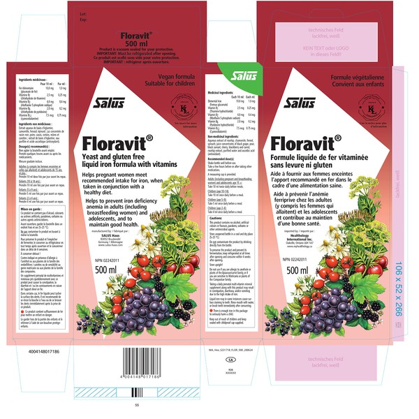 Salus Floravit Liquid Iron and Vitamins | Herbal Iron Supplement for Women, Men, and Children | Gluten-Free, Yeast-Free, Non-Dairy, Non-GMO (500ml)