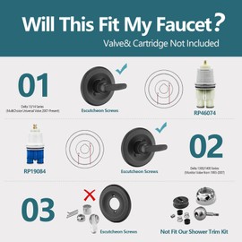Replacement 5" Dual Shower Combo Faucet Tub Trim Kit for Delta 1300/1400 & 13/14 Series, High Pressure Round Rain Shower Head& Handheld Set Faucet System, Matte Black (Valve& Catridge Not Inclued)