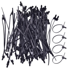 80 Pack Nylon Push Mount Cable Zip Tie, 8.3"x0.18" Heavy Duty Nylon Push Mount Self Locking UV Resistant Assortment for Indoor Wire Tying (Black)