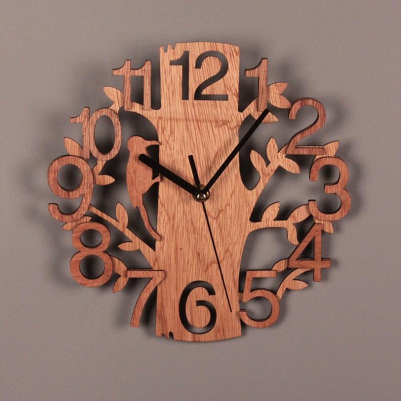 Wall Clock Tree Shape Silent Non Ticking Clock for Office
