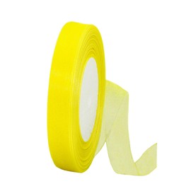 Sheer Lemon Yellow Organza Chiffon Ribbon 15mm for Gift Wrapping,45m Clear Chiffon Ribbon Hair Ribbon Birthday Gift Wrap Ribbon Christmas Ribbon Organza for Crafting,Making Wreath Bows,Wedding Decor