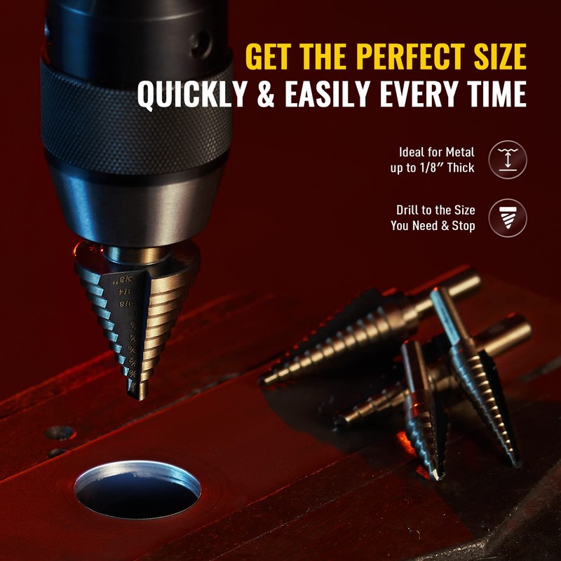 ZELCAN Step Drill Bits, HSS 5PCS Titanium Step Drill Bit