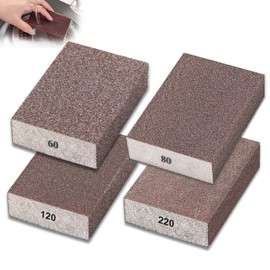 Sunxeke 4 Pack Sanding Sponge,Drywall Sanding Blocks 4 Grits Per Pack (60/80/120/220),Washable and Reusable Sandpaper Block for Wood Furniture,Wall,Pot,Sheetrock,Metal and Brush Sanding