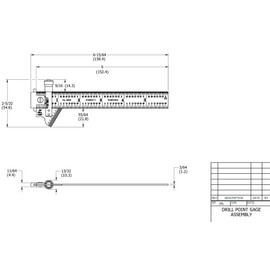 Starrett 22C Drill Point Gauge, Hook Rule, 59 degree Head Bevel Angle, 1/32" Head Graduations, 6" Length