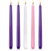 Decorative Taper Candles 10 Inch Pack of 5, Purple, Pink,