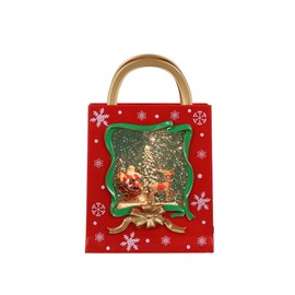 SINT Red Musical Snow Globe Lantern, Santa Sleigh Scene, USB/Battery