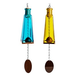 Glass Pyramid Bottle Wind Chimes Pick Color (Set of Two)