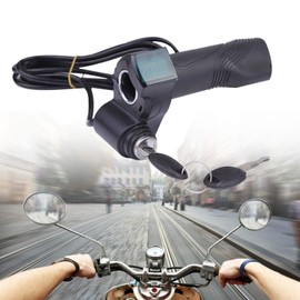 Bike Voltmeter Throttle, 24-60V E-Bike Scooter Tricycle Throttle Voltmeter with Digital Voltage Display and Lock Ebike Accessory，Waterproof Monitor