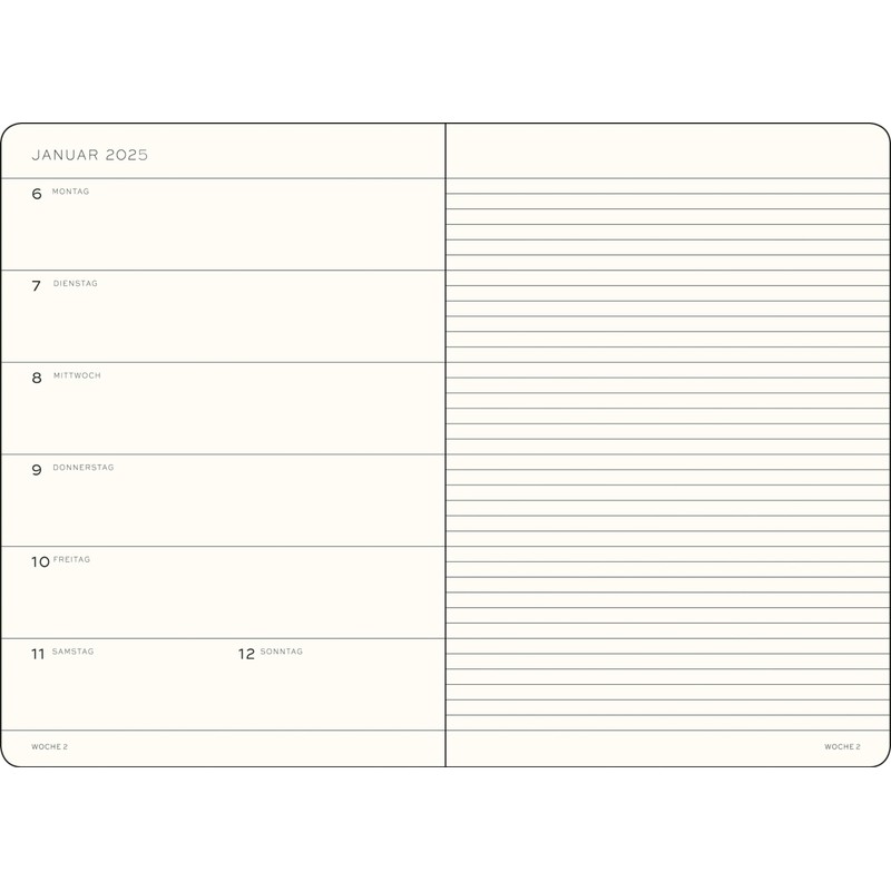 LEUCHTTURM1917 370620 Weekly Calendar & Notebook 2025, Medium A5 Softcover