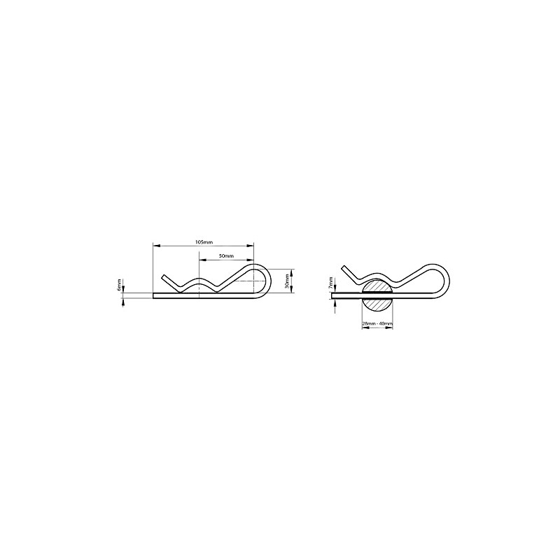 6mm R Clip Single Type AN 75 Retaining Pin Spring