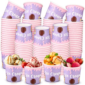 SiliFine 120 Pack Paper Disposable Ice Cream Cups 12 oz Dessert Cups Food Containers for Cold or Hot Food Snack Yogurt Soup Party Supplies
