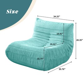 Bean Bag Chairs for Adults Fireside Chair Togo Sofa Lazy Floor Sofa Couch Memory Foam Bean Bag Sofas Chenille Fabric Reading Chair for Living Room, Bedroom, Apartment, Dorm, Green 1 Seater
