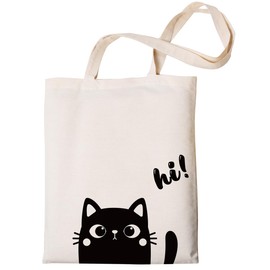 LNOKRIM Cotton Canvas Tote Bag, Aesthetic Canvas Tote Bag for Women, Casual Shopping Bag Gift, Minimalist Black Cats Aesthetic Tote Bag, Friendship Gift for Women Girls Teens Friends Bestie, White,