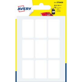 Avery Multi Purpose Labels – Pack of 72 20x32 mm – Sheet A6 (etsa09)