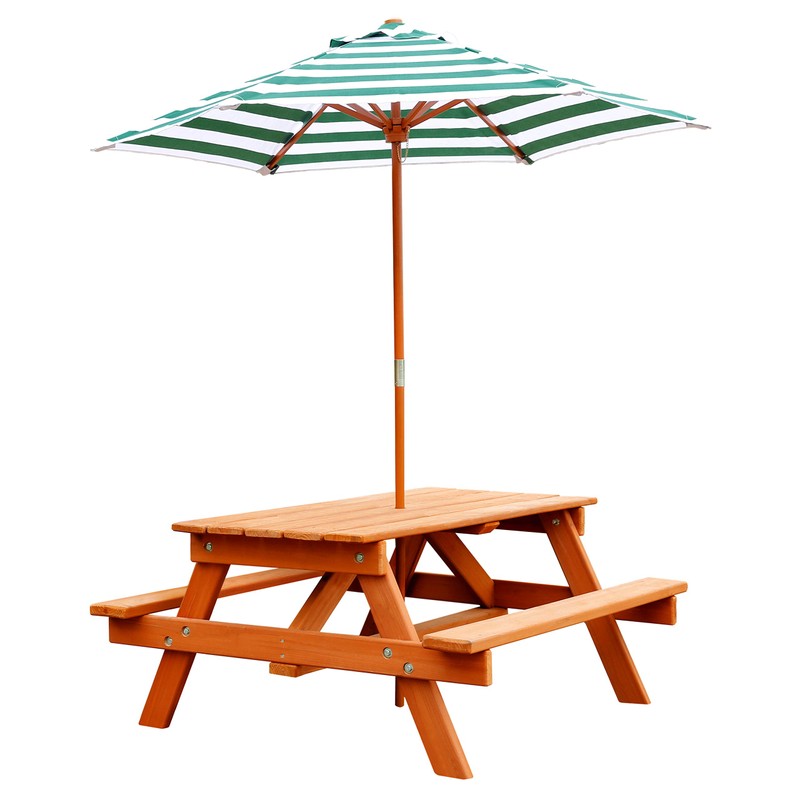 Gorilla Playsets 02-3003 Children's Outdoor Wooden Picnic Table with Umbrella,