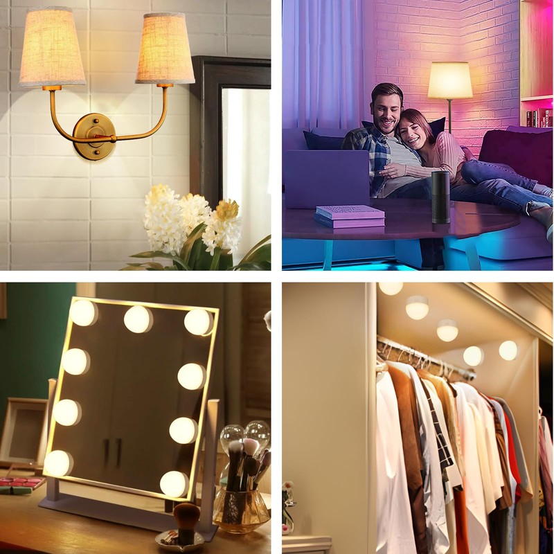 Yochoice 2-Pack E12 Rechargeable Battery Operated Light Bulb with Remote,