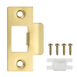 PATIKIL 2-3/4" Door Lock Strike Plate,1 Pcs Stainless T Strike Deadbolt Strike Plate,Door Backplate with Screw for Interior Exterior Door Use(Large Hole), Gold