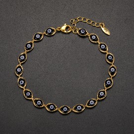 VOLUKA Eyes Bead Bracelet for Women Adjustable Link 7.5in Fashion Jewelry Gift for Her Anniversary Birthday Gift Bangle, 7.6, Resin, resin