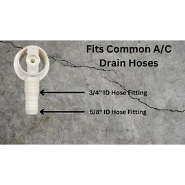 T & T Hardware A/C Drain Hose Adapter for Floor Grate, 5/8" and 3/4" Hose Barb, Universal Fit, Plastic, White