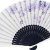Fashionable kimono Iroha Women's Fabric Fan, Dyed Bone, Blossom, Blue,