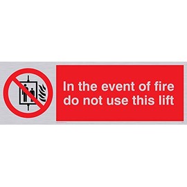 Viking Schilder pv53-l31-sv "in the Event Of Fire Verwenden nicht dieses Lift"-Zeichen, Silber Vinyl, 100 mm H x 300 mm W