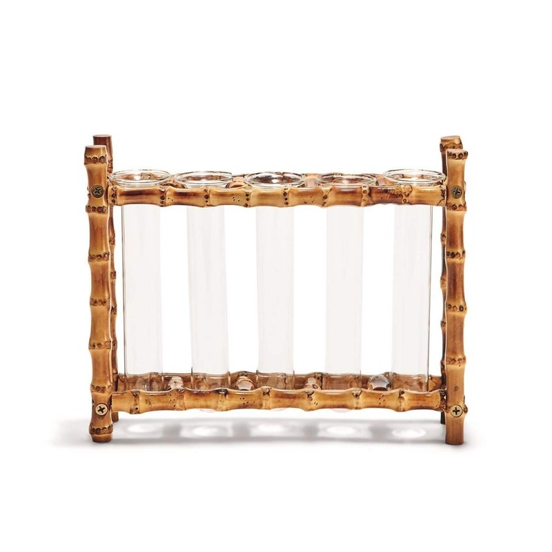 Tozai Home WTR006 Natural Bamboo Vase Includes 5 Glass Tubes