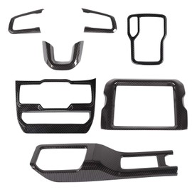 RT-TCZ for Jeep JL Carbon Fiber Interior Trim Kits, 8.4 Inch Screen Trim Frame Cover for Jeep Wrangler JL JLU Gladiator JT 2018-2023 Black Carbon Fiber Interior Accessories 7pcs