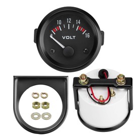 Crumye 12V Universal Car Voltmeter of 52mm/2in Diameter 8-16V Measurement BX100007 Range Adjustable Backlit LED Display Aluminum Alloy