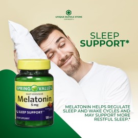 Melatonin Fast-Dissolving 5mg, 120 Tablets - Strawberry, Sleep Health Dietary Supplement (Pack of 2)
