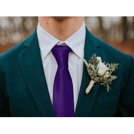 Mantieqingway Ties for Men Formal Polyester Silk Tie Corbatas 3.15'' Solid Satin Necktie for Wedding Party Grooms (Purple)
