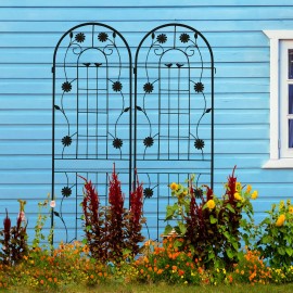 2 Pack Rustproof Metal Garden Trellis 71\" X 19.7\" Outdoor Flower Support for Climbing Plants Premium Fencing & Trellis & Gatescolor: CREAM WHITE Color