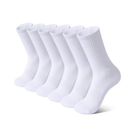 BOOPH 6 pares de calcetines deportivos acolchados para niños y niñas, calcetines cálidos y suaves para correr, Blanco, 4-7 Años