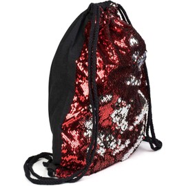 styleBREAKER Turnbeutel Hipster mit Pailletten, Rucksack, Sportbeutel, Beutel, Unisex 02012210, Farbe:Bordeaux-Rot/Silber