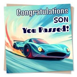Cool Congratulations For Passing Driving Test Card For a Special Son - Congrats, You Passed, Cars, Blue