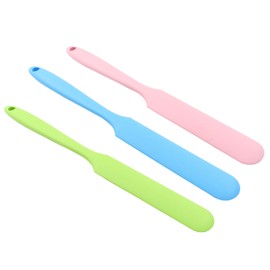 Coufce 3 Pieces Silicone Waxing Spatula Non Stick Wax Spatulas Resin Popsicle Sticks Hair Removal Waxing Applicator Non-Stick Kitchen Scraper (Pink, Blue, Green)