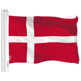 G128 Denmark Danish Flag | 3x5 Ft | LiteWeave Pro Series Printed 150D Polyester | Country Flag, Indoor/Outdoor, Vibrant Colors, Brass Grommets, Thicker and More Durable Than 100D 75D Polyester