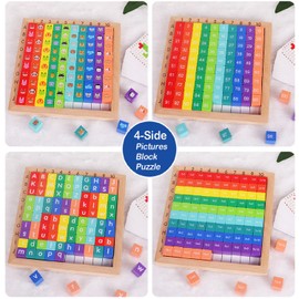 ENIKMOSD Holz Lernspielzeug ab 3 4 5 6 7 8 Jahre Kinder,Montessori Lernspiele Mathematik Zählen Buchstabe Tier Farben,1-100 Zahlen Multiplikations Lernspiel Busy Board Lernspielzeug für Jungs Mädchen