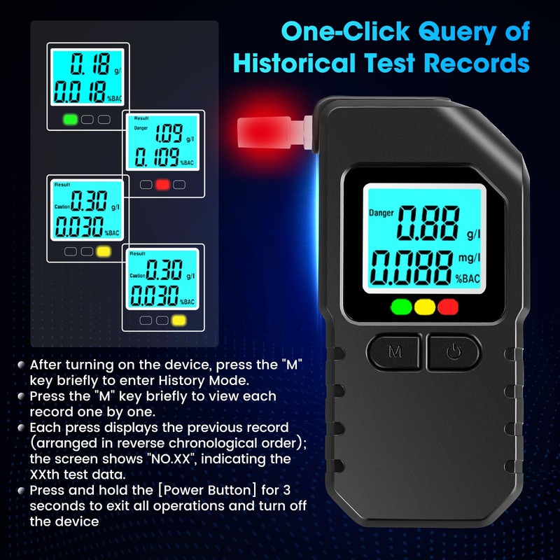 Breathalyser Dual Sensor with LCD Display, Breath Alcohol Tester, Alcohol
