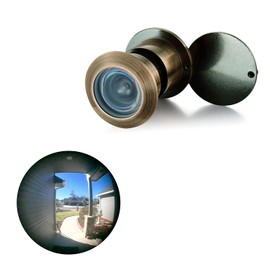 TOGU TG3828YG-AC Solid Brass UL Listed 220-degree Door Viewer Peephole with Heavy Duty Privacy Cover for 1-3/5" to 2-1/6" Doors, Antique Copper Finish