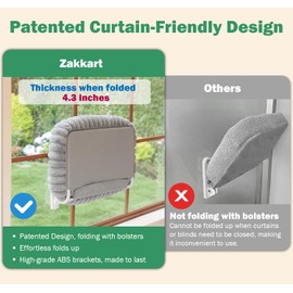 Zakkart SnugCloud Foldable Cat Window Perch - Cordless, Ultra Soft Machine Washable Bed with 4-Sided Bolster, Metal Frame - Window Hammock for Large Cats and Kittens (Cream White, Medium)