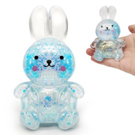 ZTATU Bunny Stress Ball Squishy Toys for Kids (1PCS) Animal Toys Sensory Stress Balls for Adults, Squishy Sugar Ball Stress Relief Toy Party Favors Goodie Bags Stuffers, Easter Basket Stuffers (Blue)