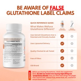Liposomal Glutathione (Setria® 700 mg) - Glutathione - Glutathione Supplement - Active Form Pure Glutathione - Enhanced Absorption - Non GMO Antioxidant, Detox, Cardiovascular, Immune Health (60 ct)