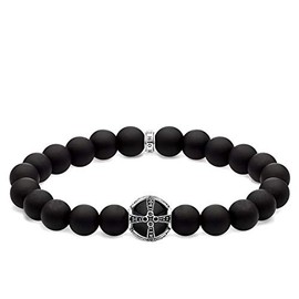THOMAS SABO A1928-812-11 Unisex Black Cross Bracelet 925 Sterling Silver Blackened, Sterling Silver, Cubic Zirconia