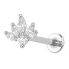 KIWI DAISY Lotus Marquise CZ Threadless Labret Stud, 18GA Surgical