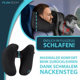 FLOWZOOM AIR Inflatable Neck Pillow | Airplane Travel Pillow | Inflatable Neck Pillow | Car Neck Pillow | Quick Inflatable Airplane Pillow | Neck Pillow | Neck Pillow Adult (black)