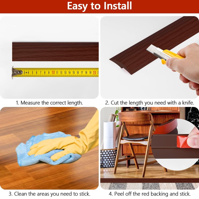 20Ft Floor Transition Strip Self Adhesive Carpet to Tile Floor