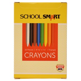 School Smart Triangular Crayons, Assorted Colors, Set of 16