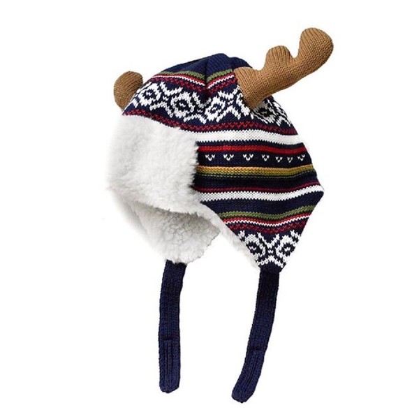 Home Prefer Sombreros de invierno para niños de algodón cálido sombreros de punto con orejeras, Azul / Patchwork, 0-12 Meses