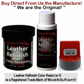wood-n-stuff.com Leather Refinish Color Restorer® Sam's Brown 4oz Kit ~ We are the ORIGINAL Mfg!