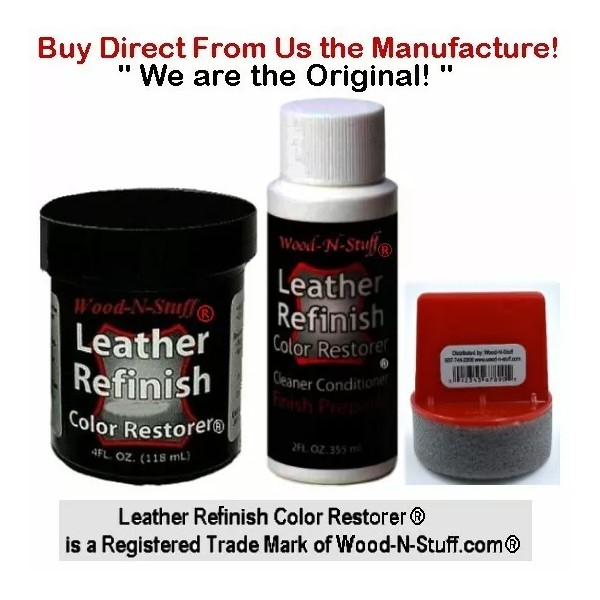 wood-n-stuff.com Leather Refinish Color Restorer® Sam's Brown 4oz Kit ~
